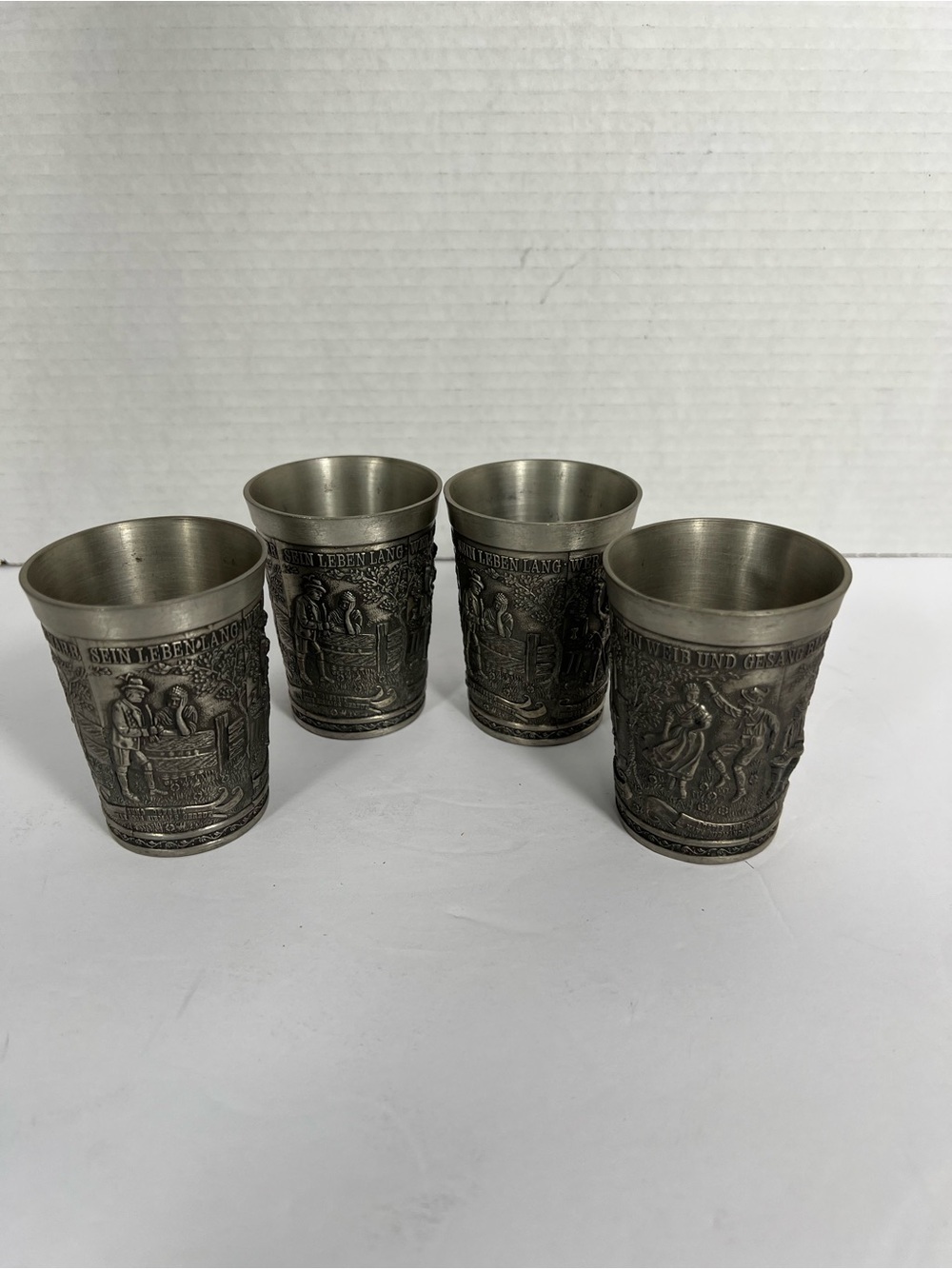 Vintage Frieling Zinn German Pewter Tavern Tumblers Set of 4